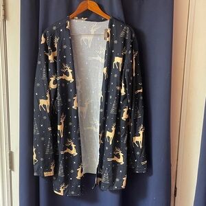 Navy Reindeer Print Cardigan